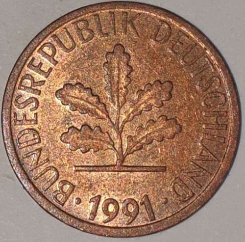 1991 D - 1 PFENNIG - ONE PFENNIG - GERMANY - FEDERAL REPUBLIC - (Copper Plated Steel)
